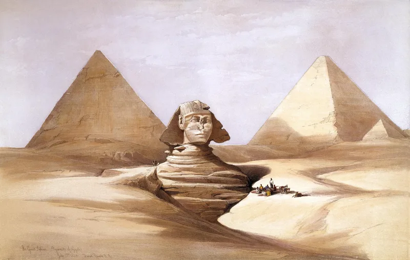 Le Grand Sphinx de Gizeh gardant les pyramides