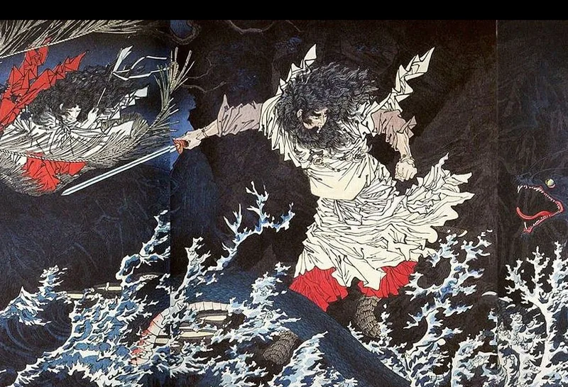 Susanoo terrassant le dragon Yamata no Orochi